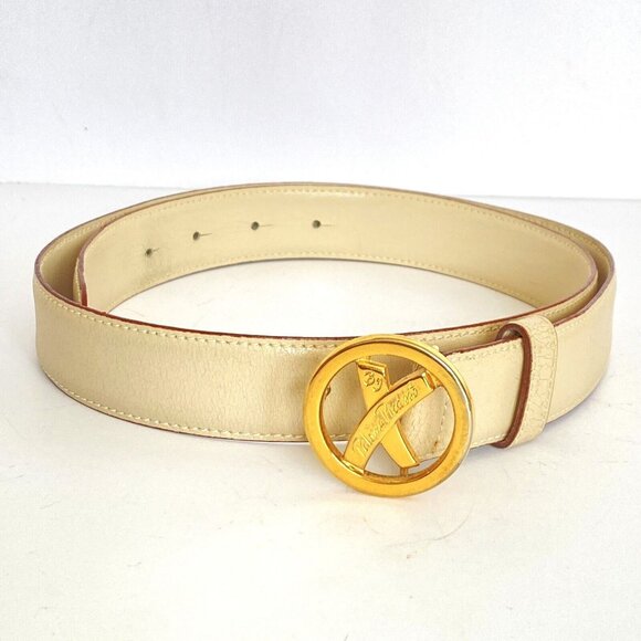By Paloma Picasso Cream XL US 32 EU 85 Supple Italian Leather Belt main image 11